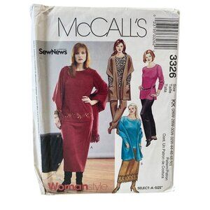 McCalls Sewing Pattern 3326 Top Pants Skirt Shawl Womens Size 26W-32W